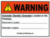 WP Sticker 89672 -  Warning Generator Located on Premises